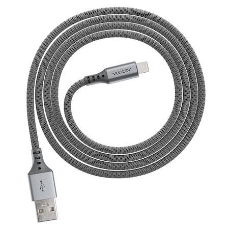 Chargesync Alloy USB A To Apple Lightning Cable 4ft, Steel Gray